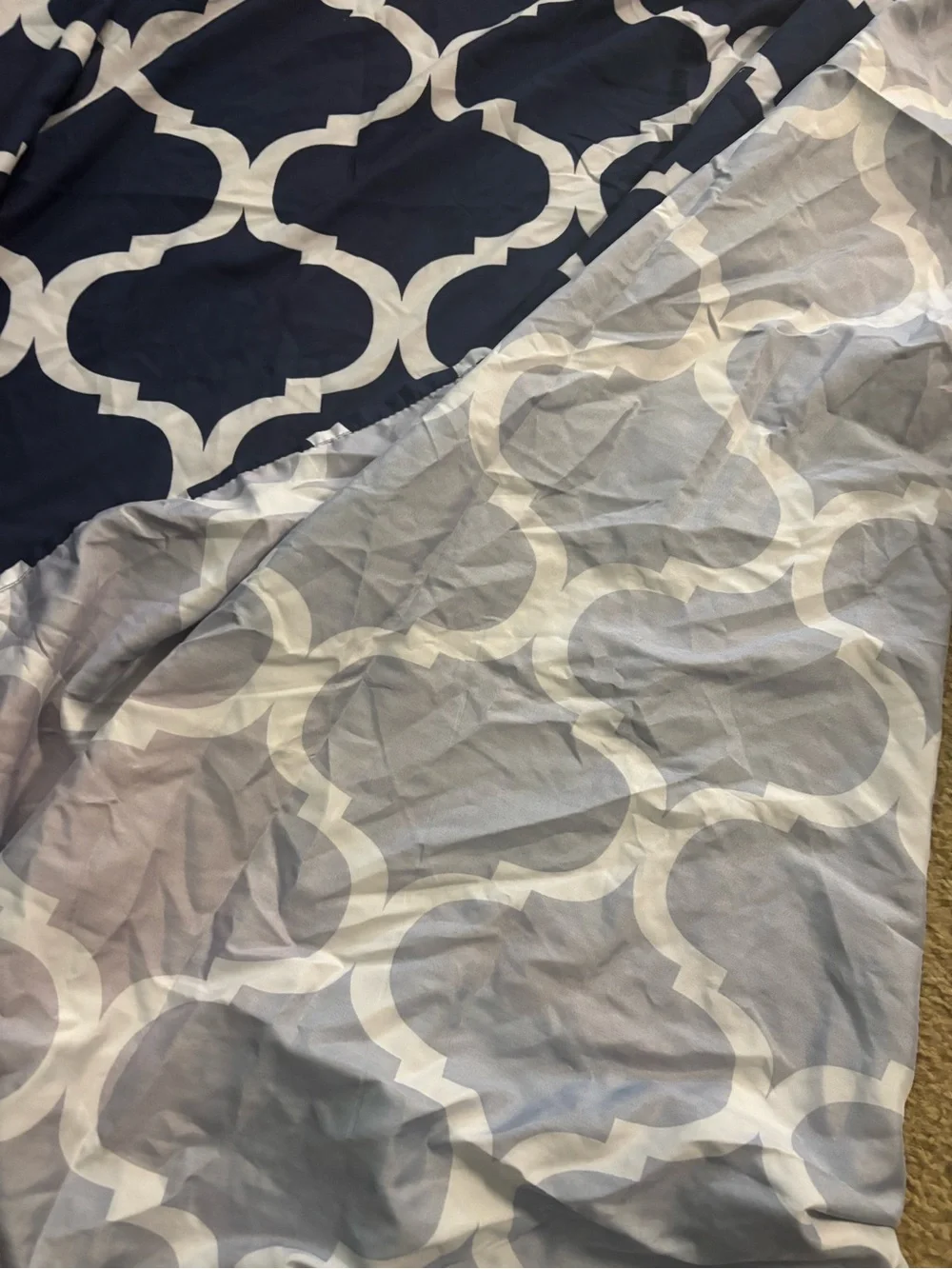Lush Décor Navy and White Geometric Trellis Shower Curtain